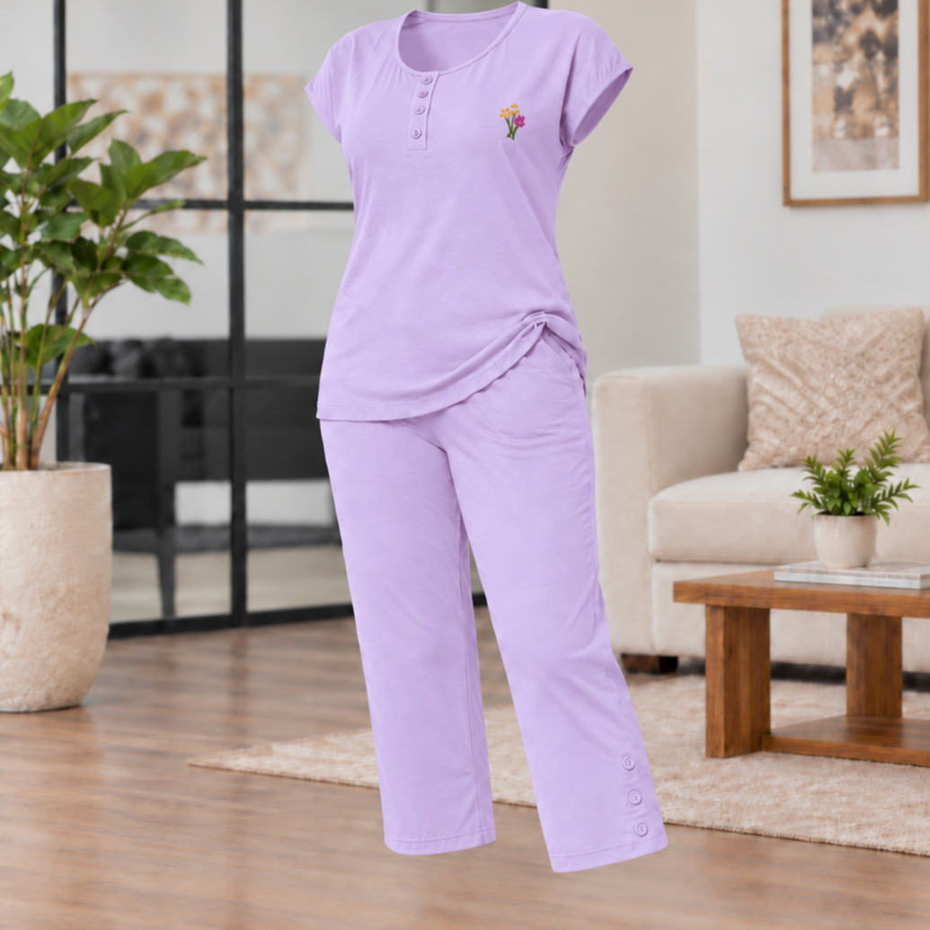ست راحتی تاپ شلوارک - یاسی